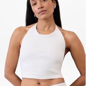 Athleta Paradise Halter Top Bright White NWT Size Large 17” Body Length